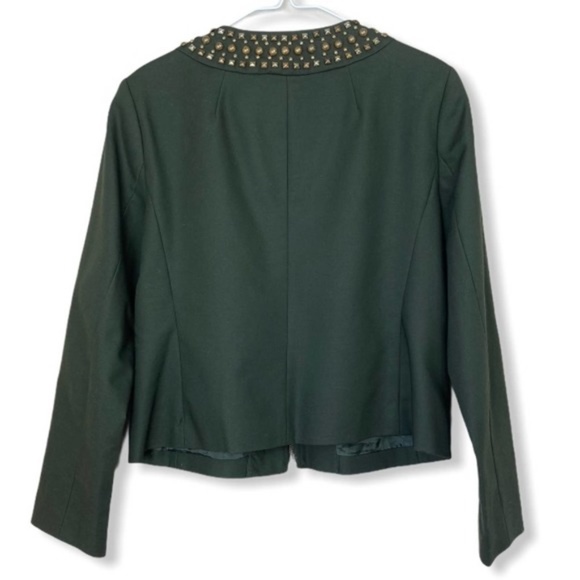 MICHAEL KORS Studded Moto Jacket Blazer Green S - Picture 3 of 10
